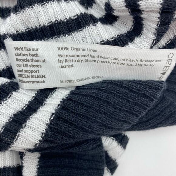 Eileen Fisher Sweater Striped Organic Linen Oversized Black & White Small - Picture 6 of 8